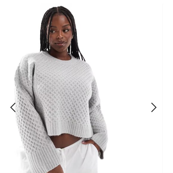 Gray Chunky Knit Sweater/  Crew Neck Cable Sweater- 2XL NWOT - Picture 3 of 4